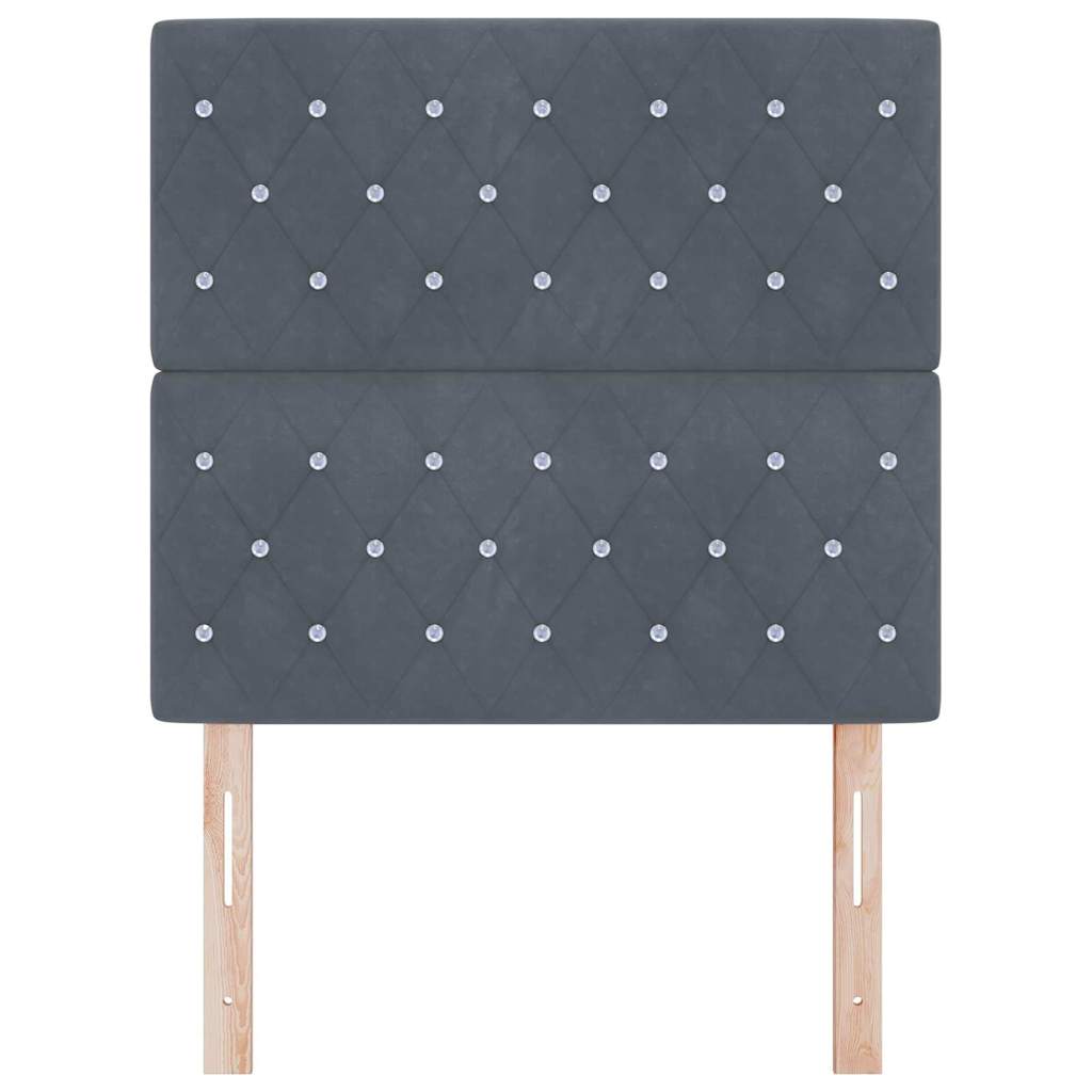 LED Kopfteil mit LED-Lichtleisten Dunkelgrau 90 cm Samt
