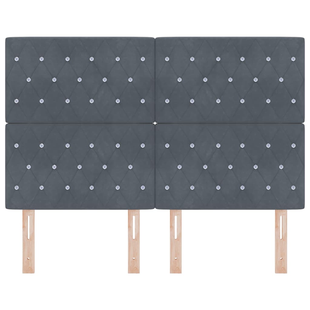 LED Kopfteil mit LED-Lichtleisten Dunkelgrau 160 cm Samt