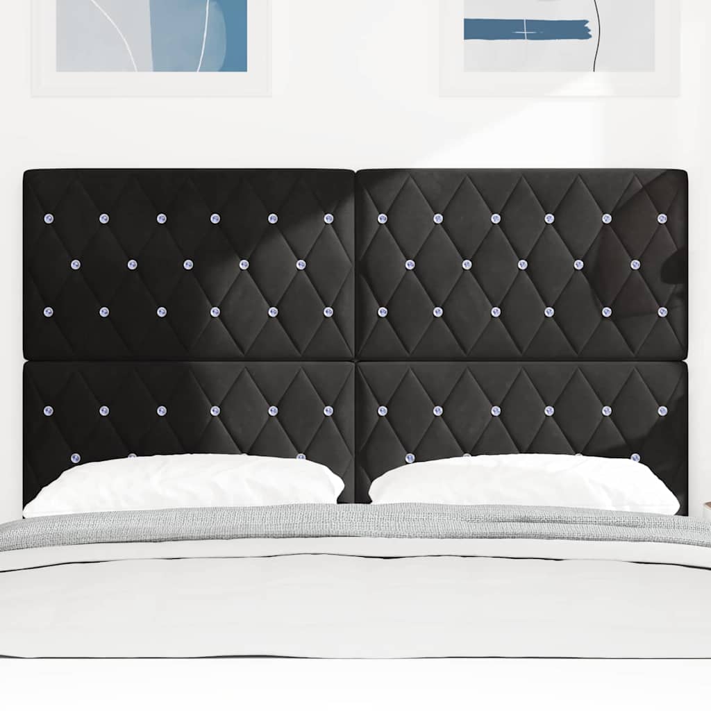 LED Kopfteil mit LED-Lichtleisten Schwarz 160 cm Samt