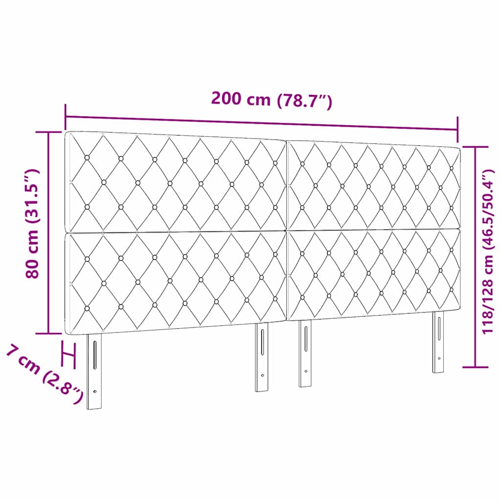 LED Kopfteil mit LED-Lichtleisten Hellgrau 200 cm Samt