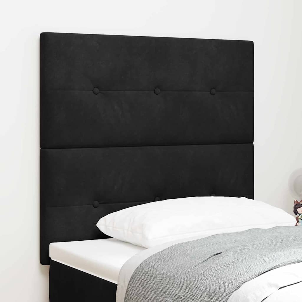 LED Kopfteil mit LED-Lichtleisten Schwarz 90 cm Samt