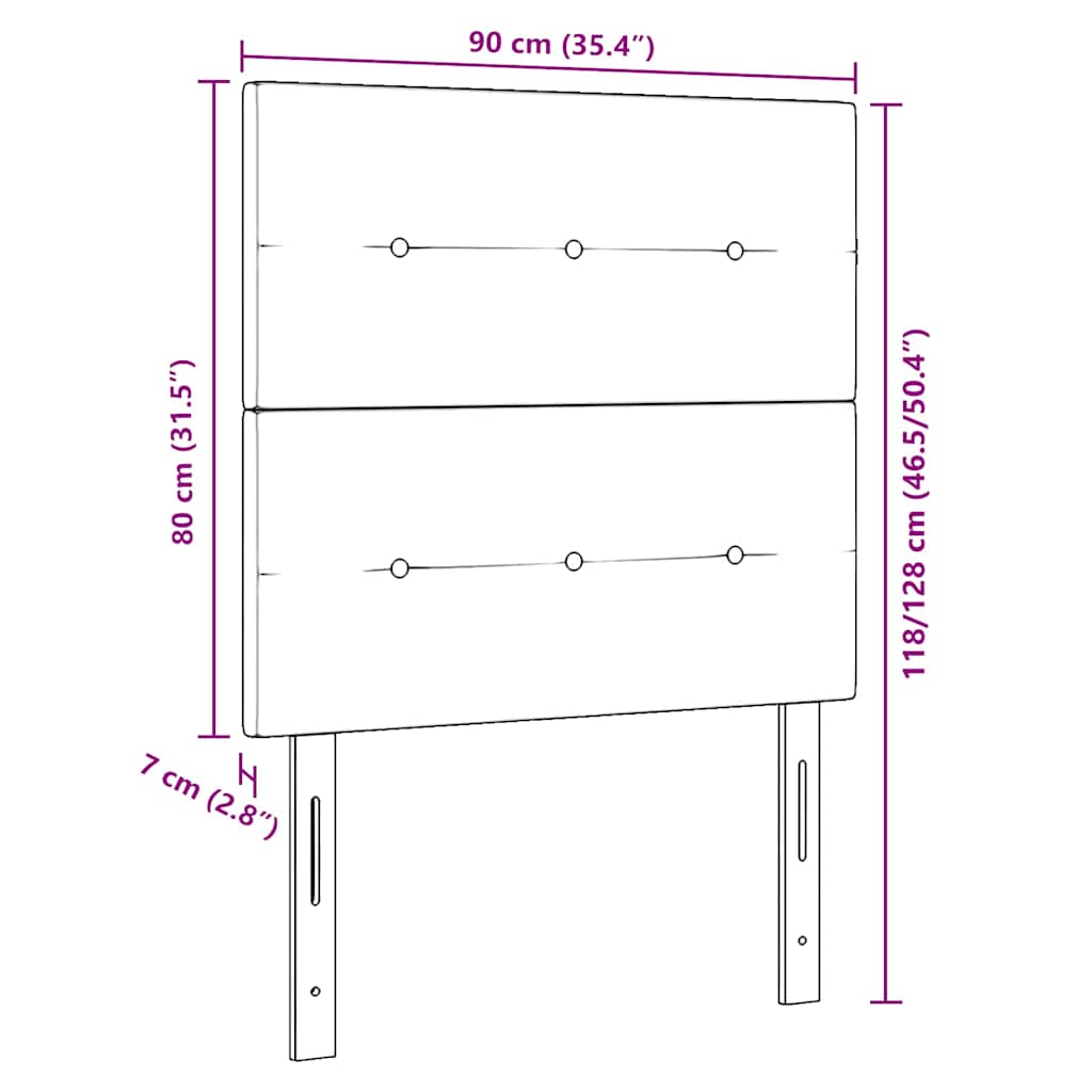 LED Kopfteil mit LED-Lichtleisten Schwarz 90 cm Samt