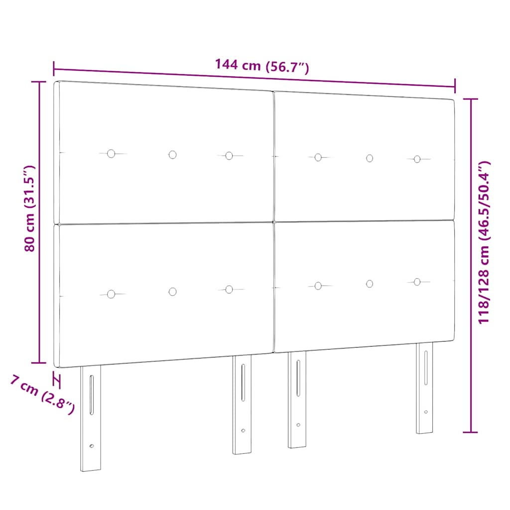 LED Kopfteil mit LED-Lichtleisten Dunkelbraun 144 cm Stoff