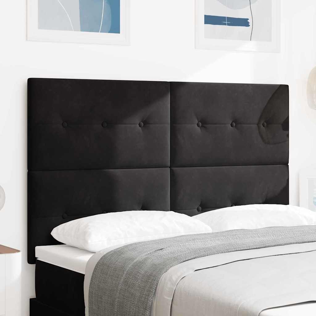 LED Kopfteil mit LED-Lichtleisten Schwarz 144 cm Samt