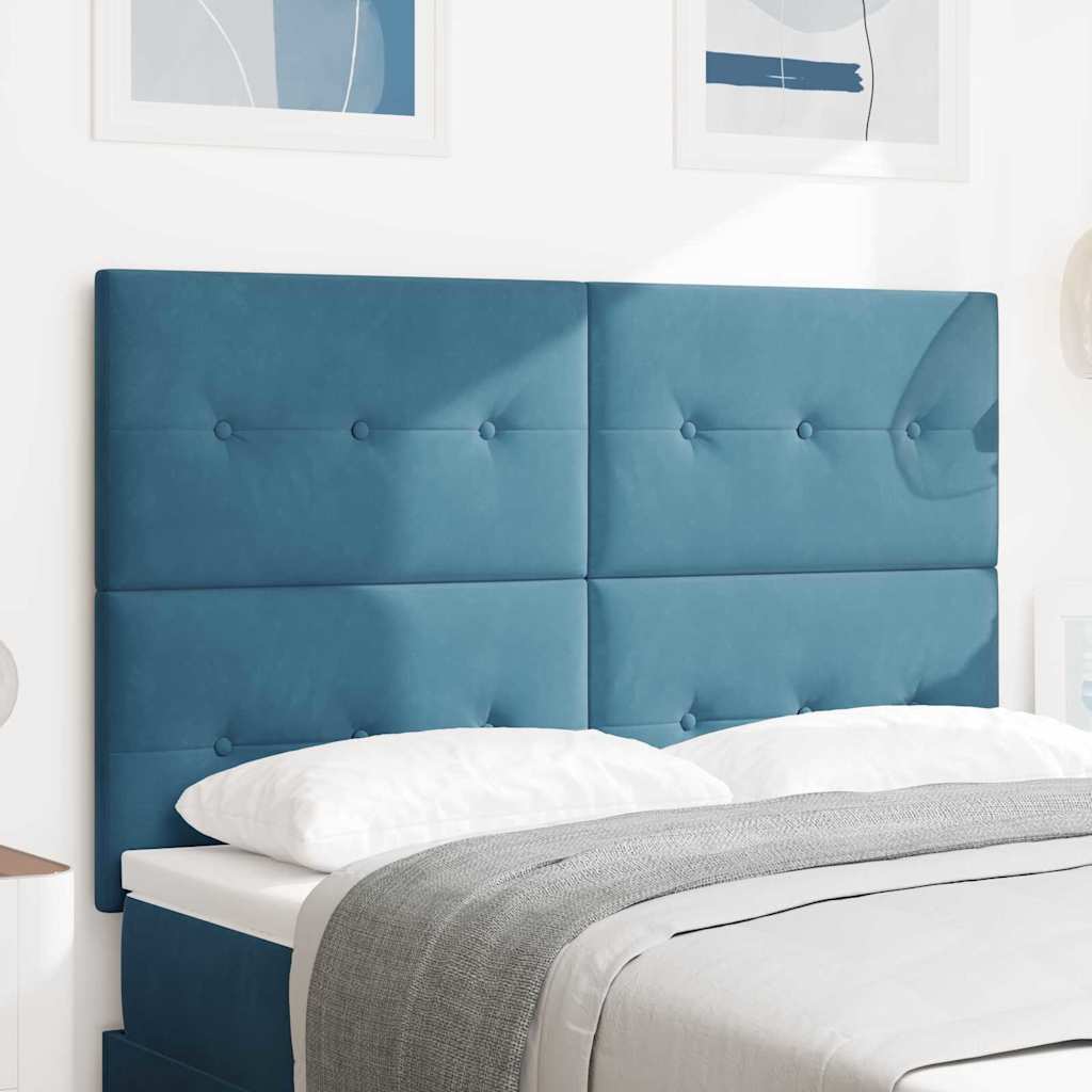 LED Kopfteil mit LED-Lichtleisten Blau 144 cm Samt