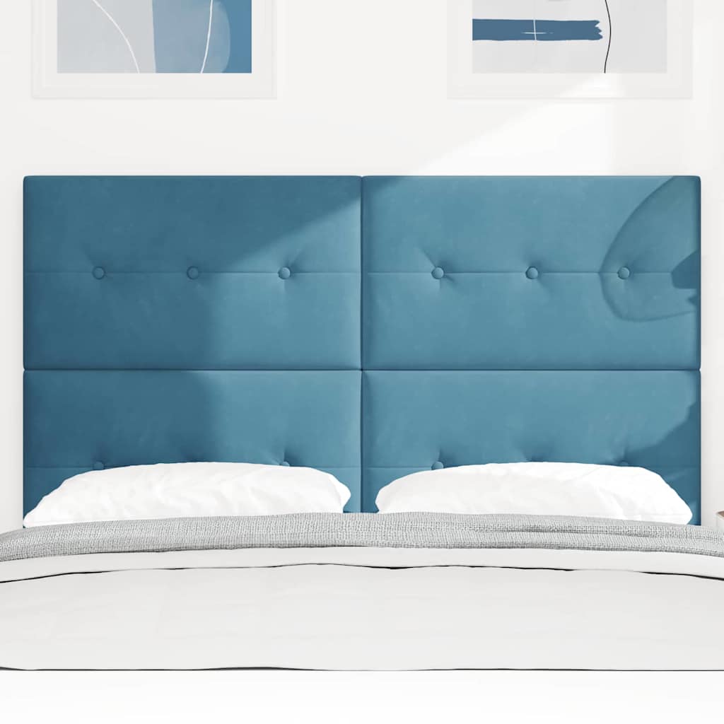 LED Kopfteil mit LED-Lichtleisten Blau 144 cm Samt