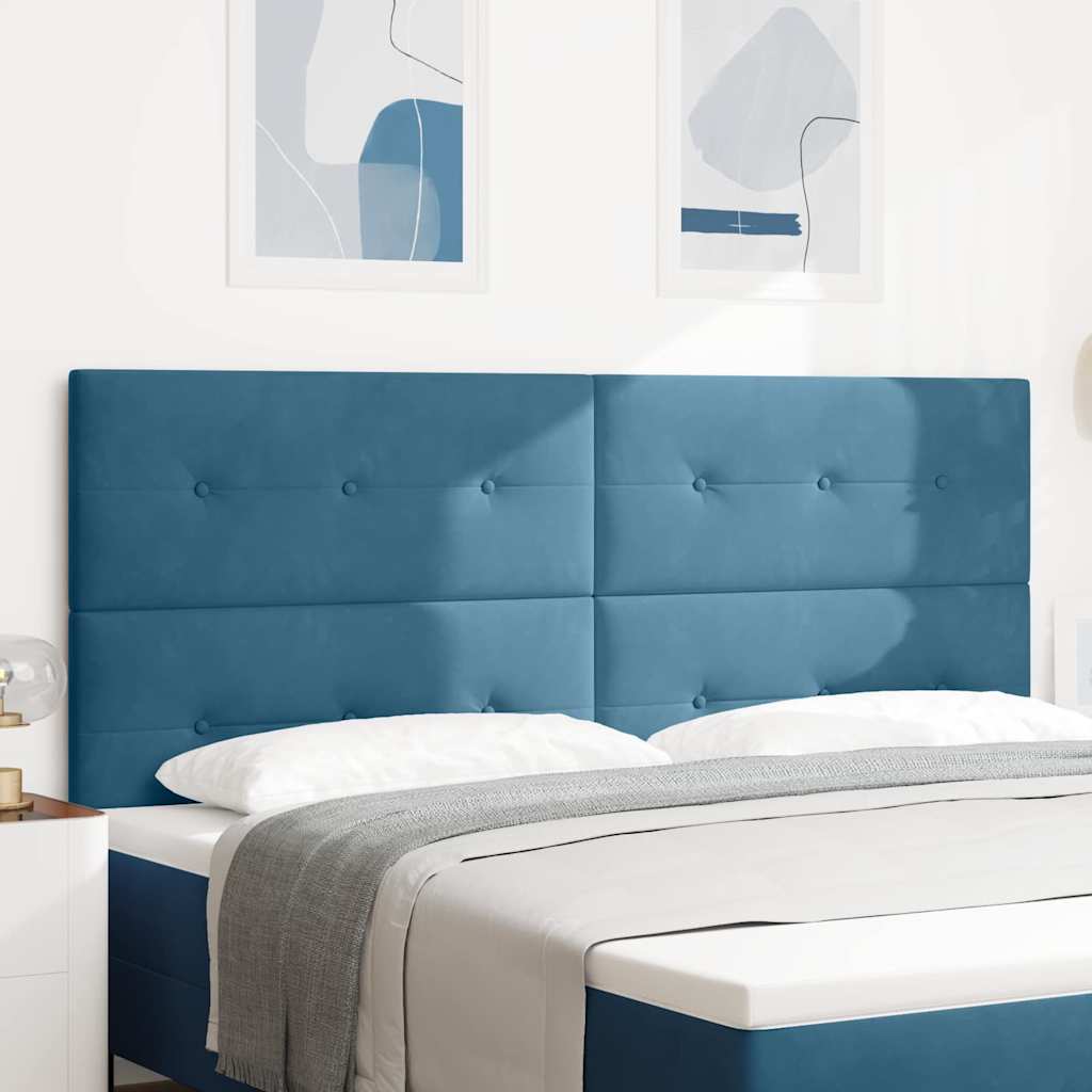 LED Kopfteil mit LED-Lichtleisten Blau 200 cm Samt
