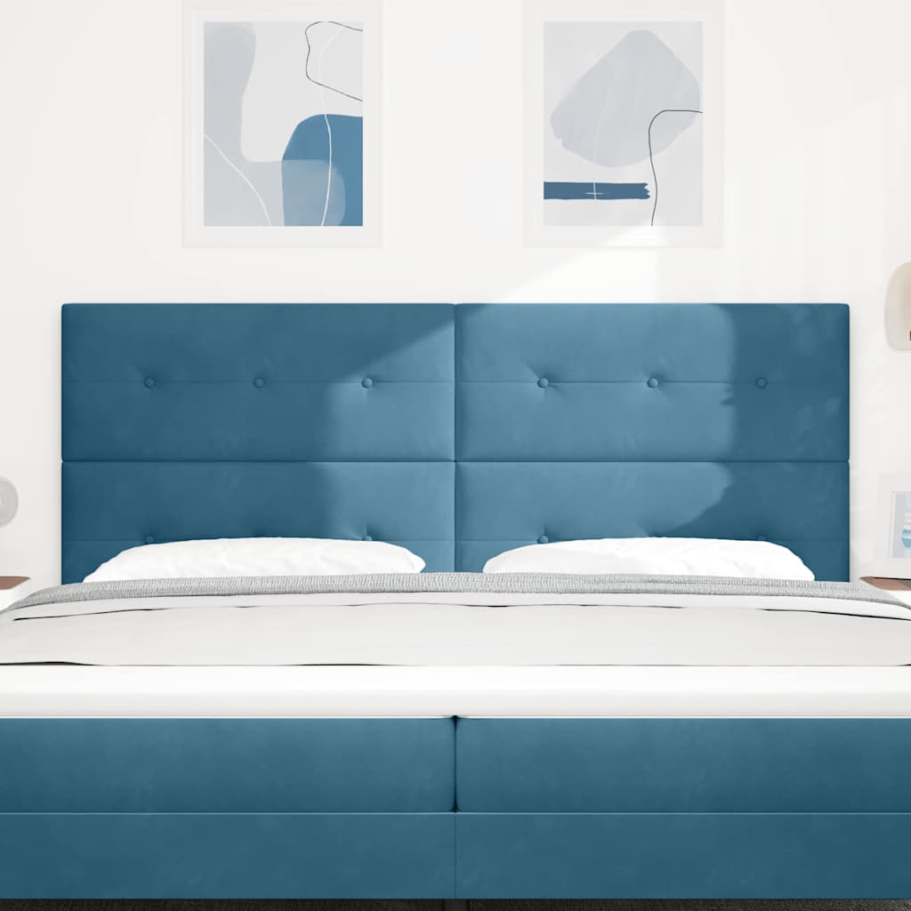 LED Kopfteil mit LED-Lichtleisten Blau 200 cm Samt