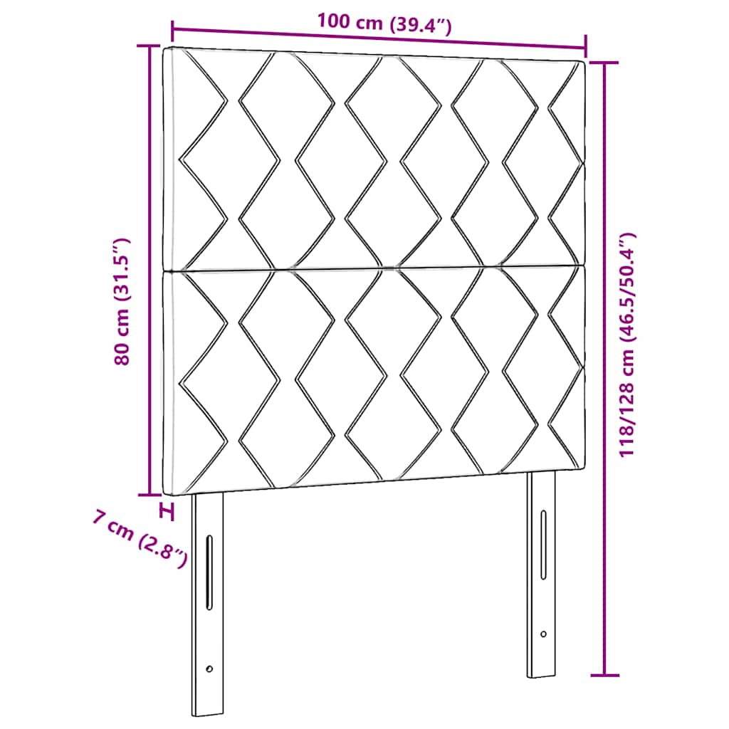 LED Kopfteil Schwarz 100 cm Samt