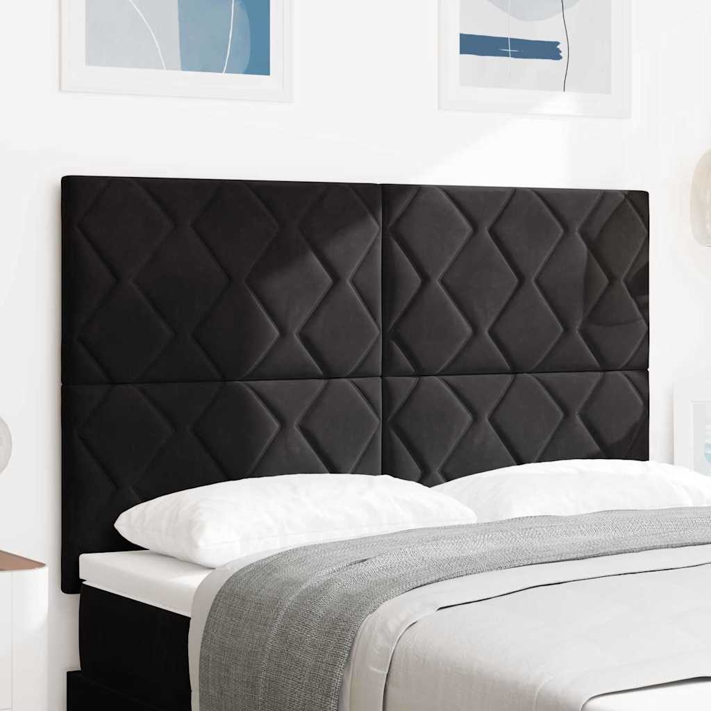 LED Kopfteil Schwarz 144 cm Samt