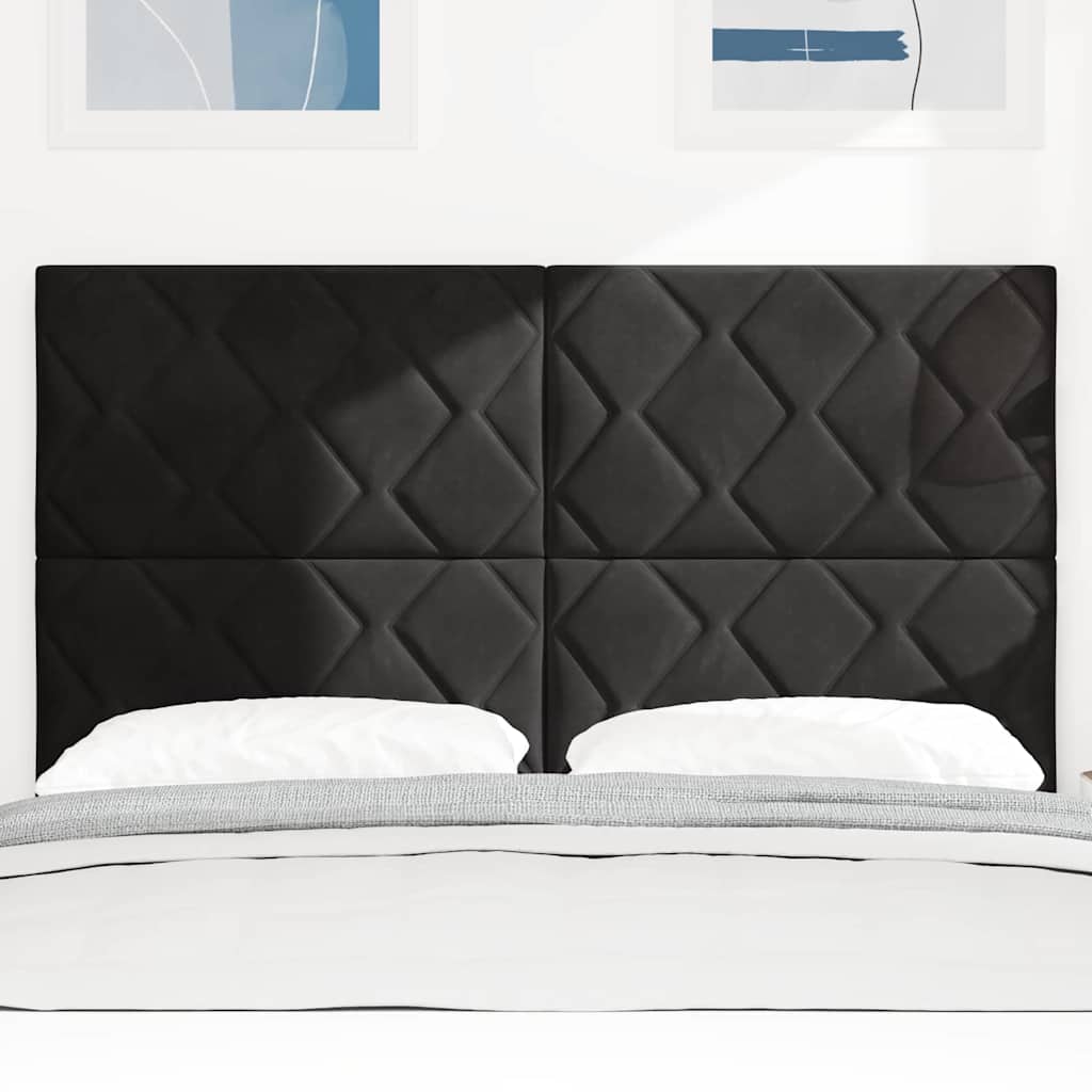 LED Kopfteil Schwarz 144 cm Samt