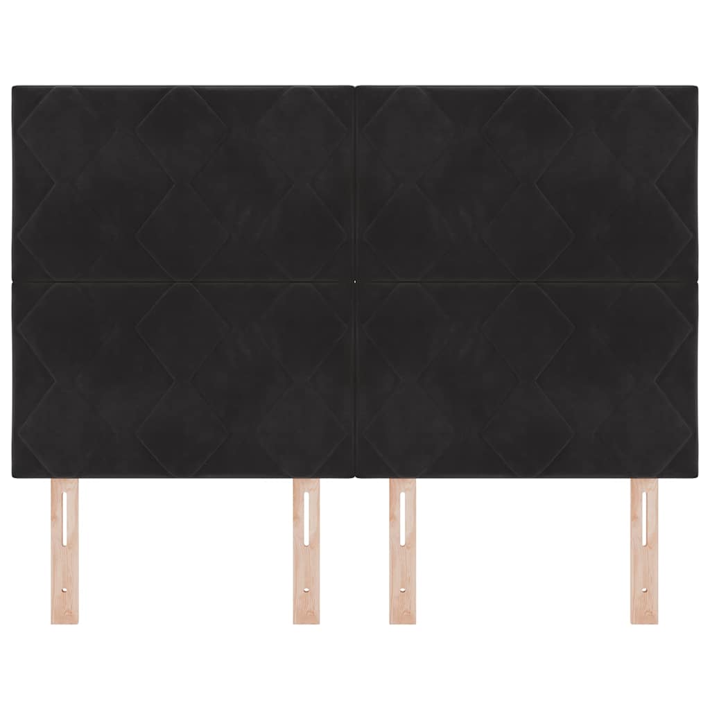 LED Kopfteil Schwarz 144 cm Samt