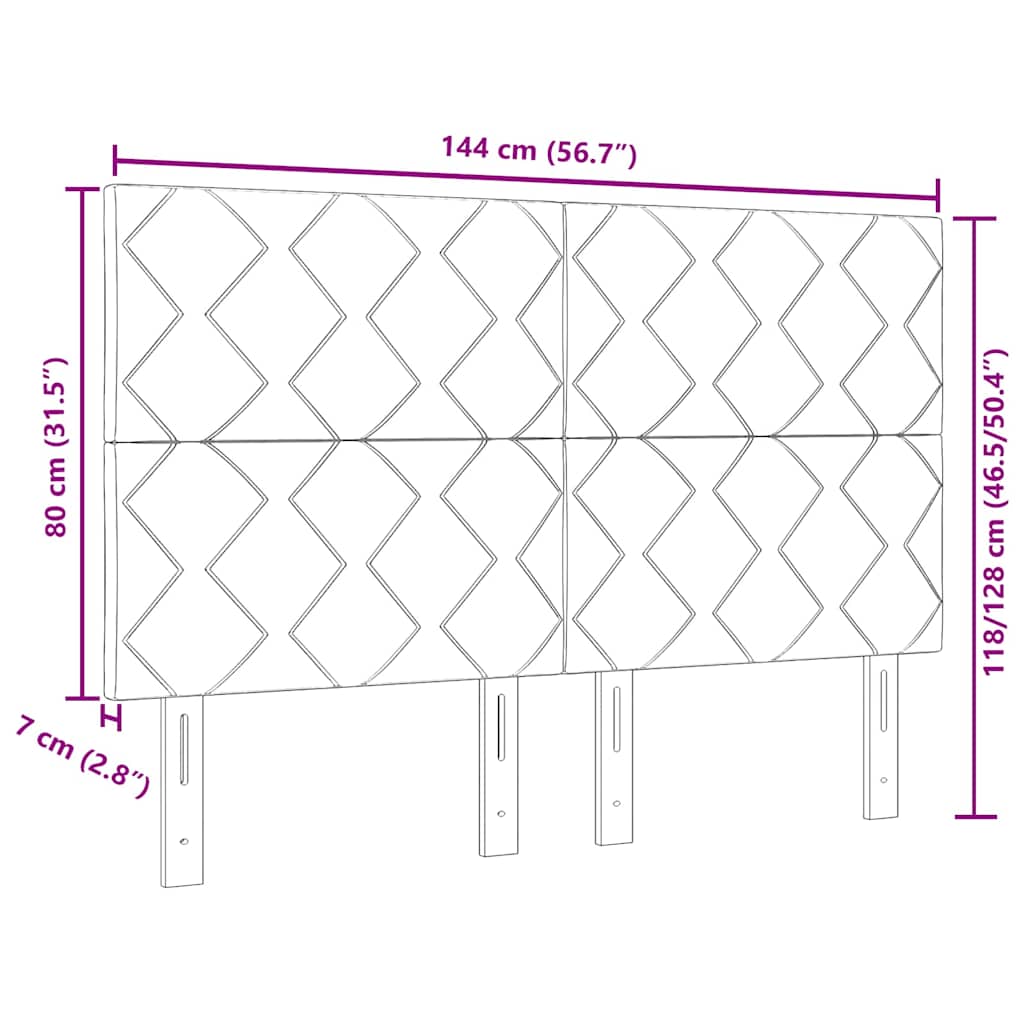 LED Kopfteil Schwarz 144 cm Samt