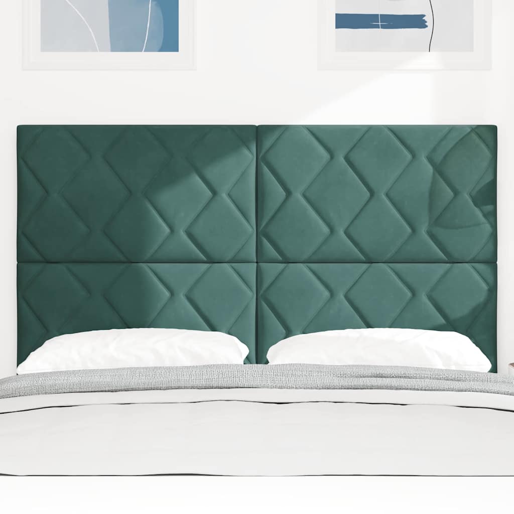 LED Kopfteil Dunkelgrün 144 cm Samt