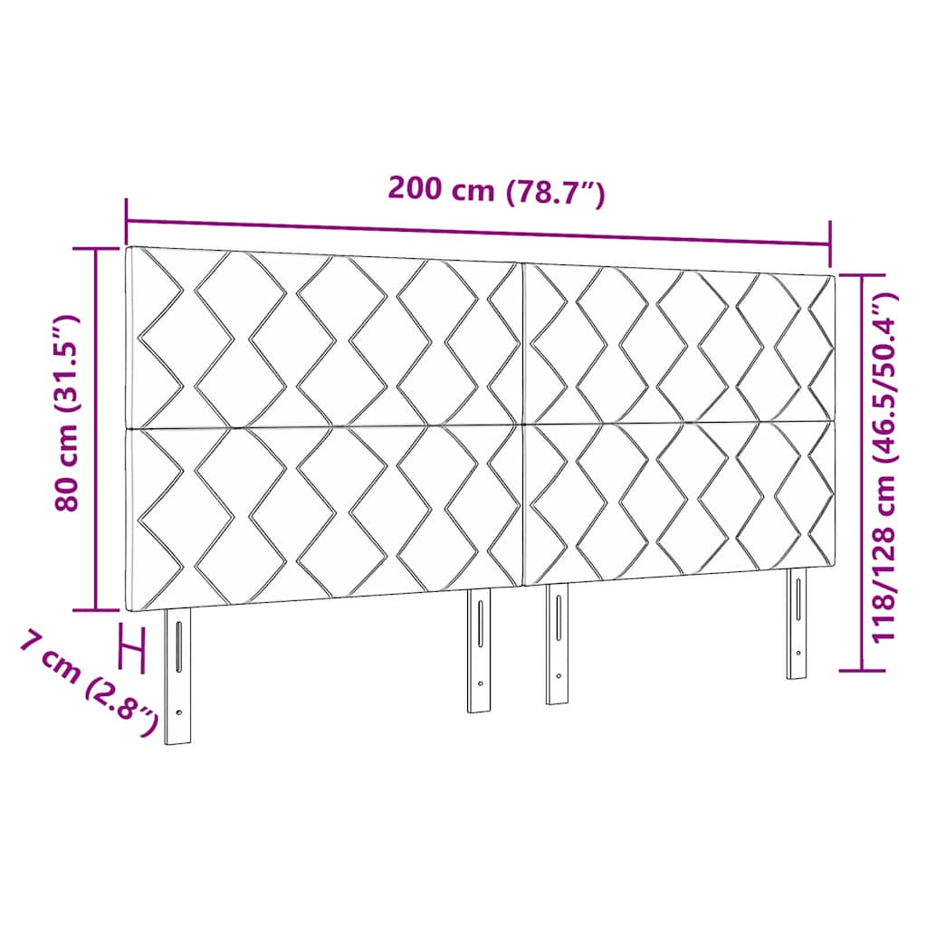 LED Kopfteil Creme 200 cm Stoff