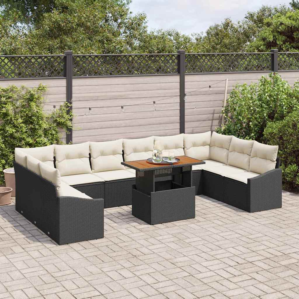 Garten Essgruppe mit Kissen 11 pcs Schwarz und Creme