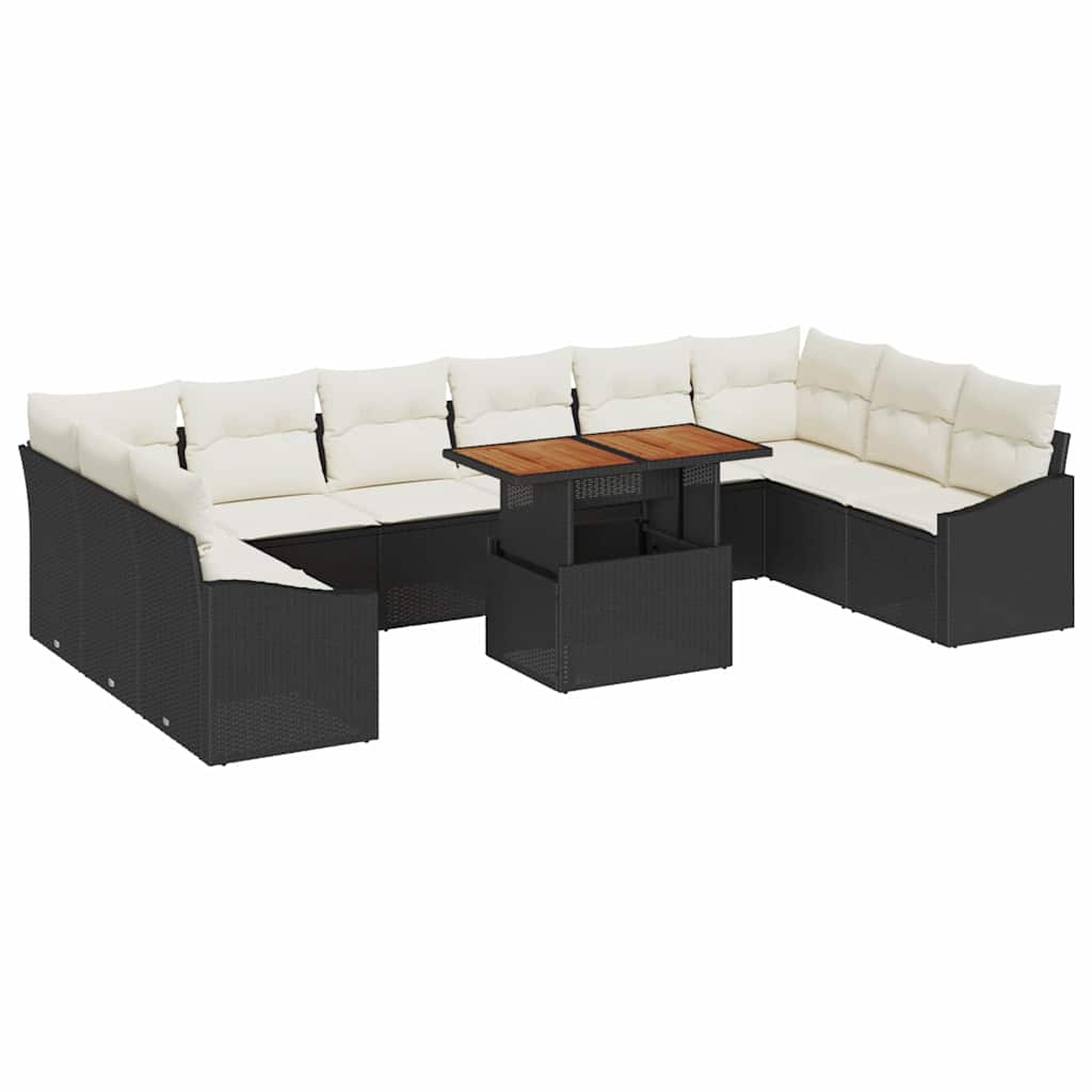 Garten Essgruppe mit Kissen 11 pcs Schwarz und Creme