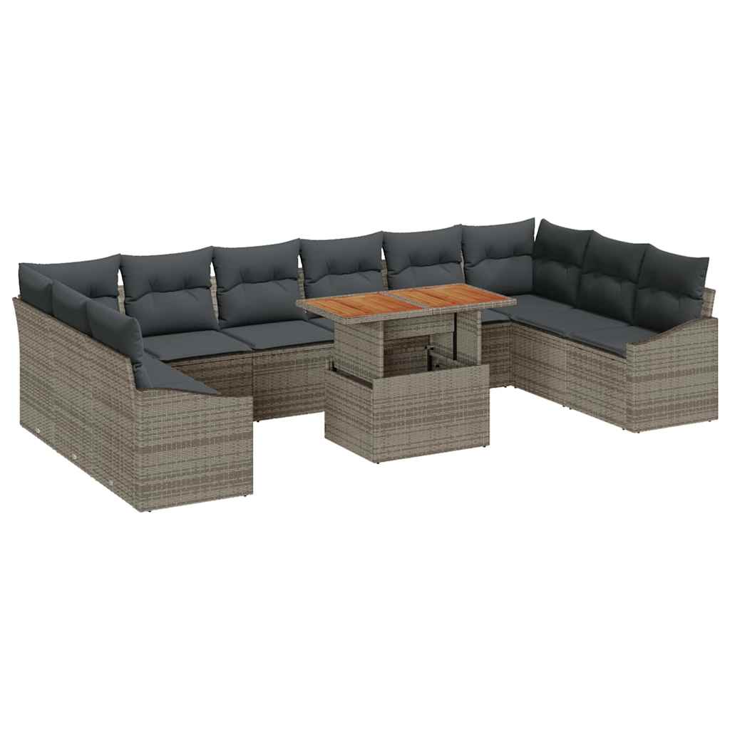 Garten Essgruppe mit Kissen 11 pcs Grau und Braun