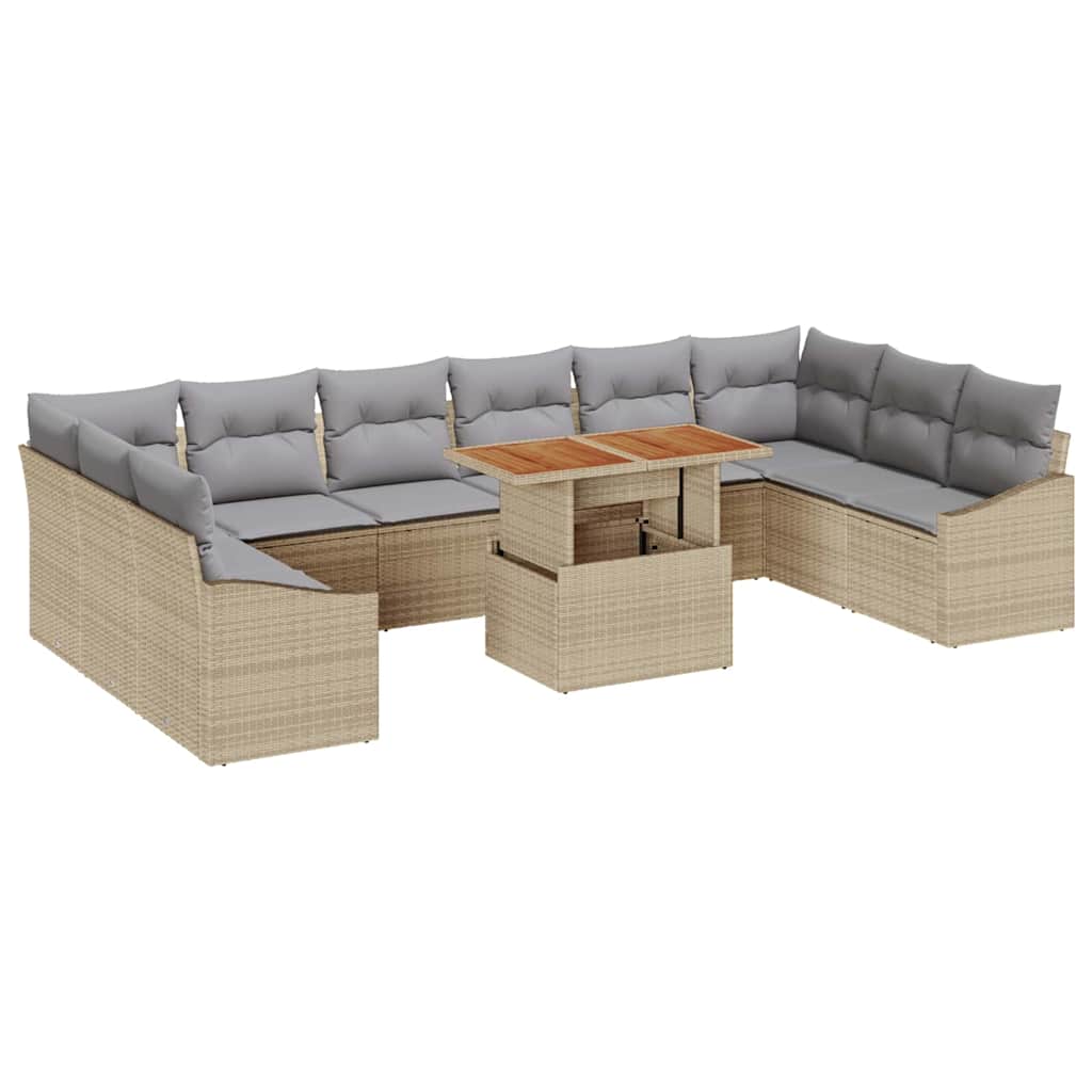 Garten Essgruppe mit Kissen 11 pcs Beige und Grau