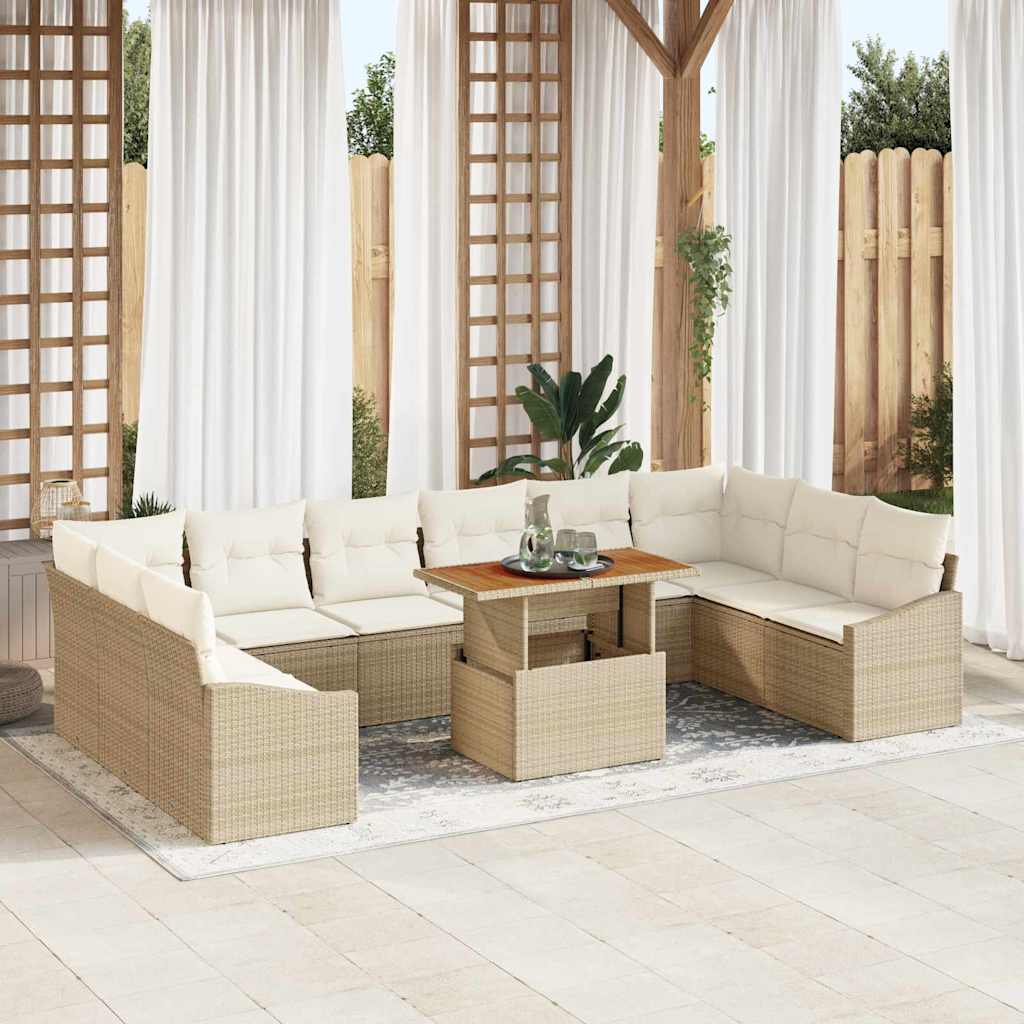Garten Essgruppe mit Kissen 11 pcs Beige und Creme