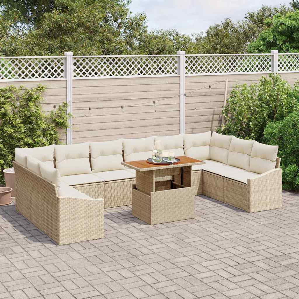 Garten Essgruppe mit Kissen 11 pcs Beige und Creme