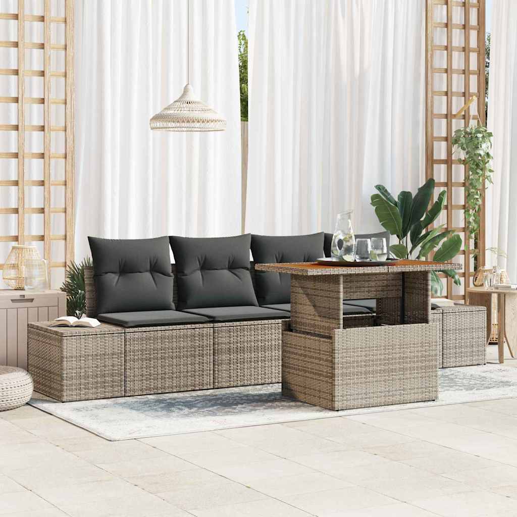 Garten Essgruppe mit Kissen 5 pcs Grau und Braun