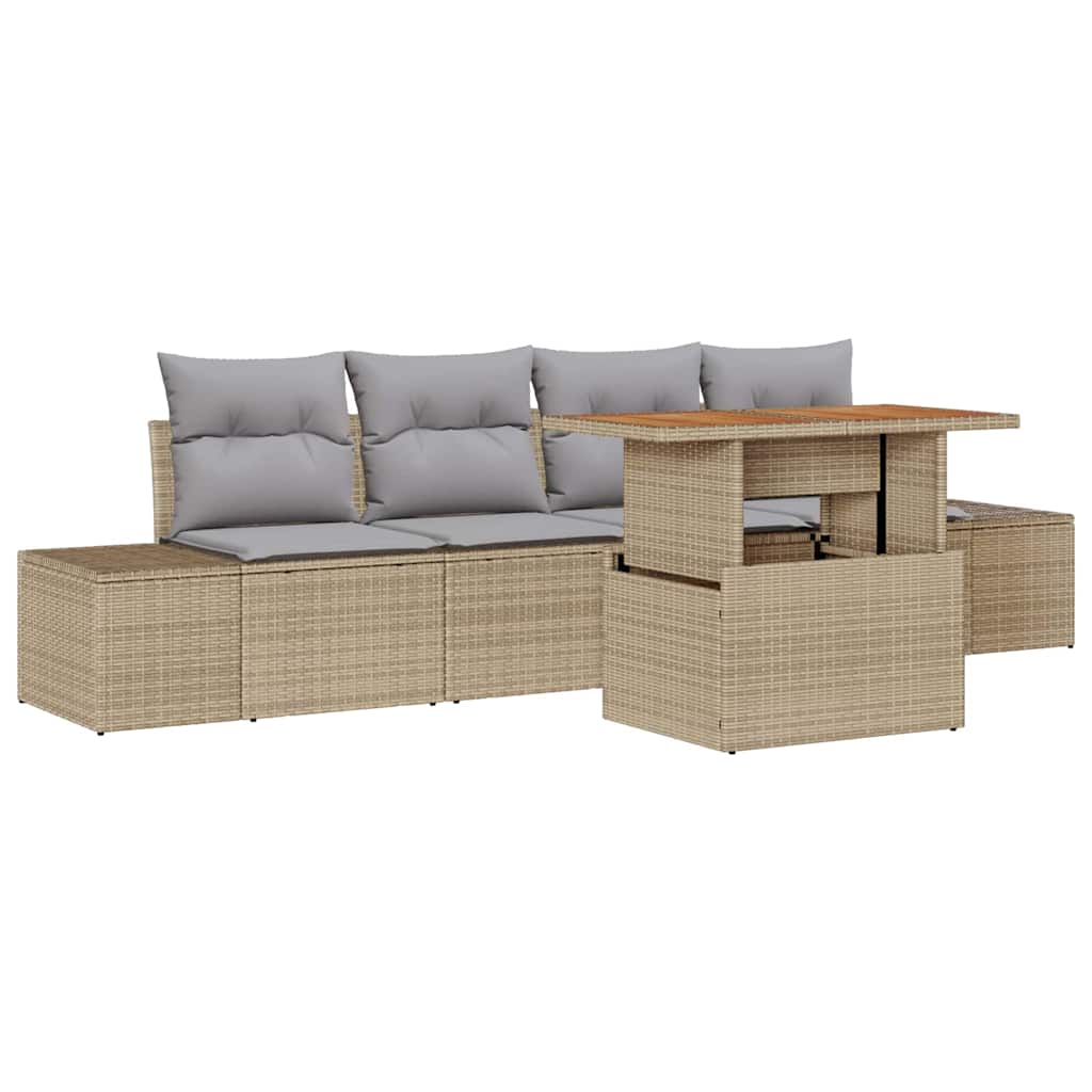 Garten Essgruppe mit Kissen 5 pcs Beige und Grau