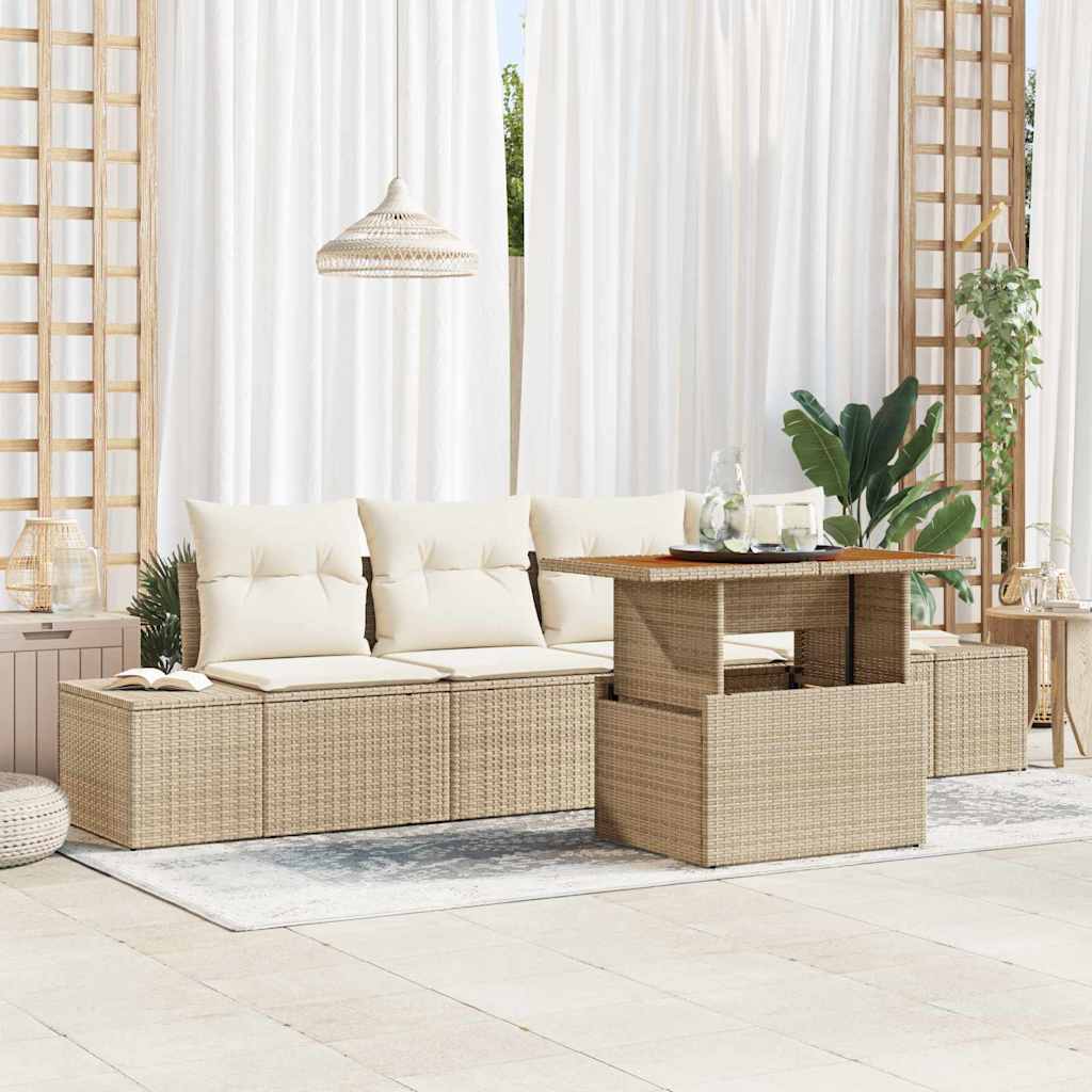 Gartensofa-set 5 Stk. Beige und Creme