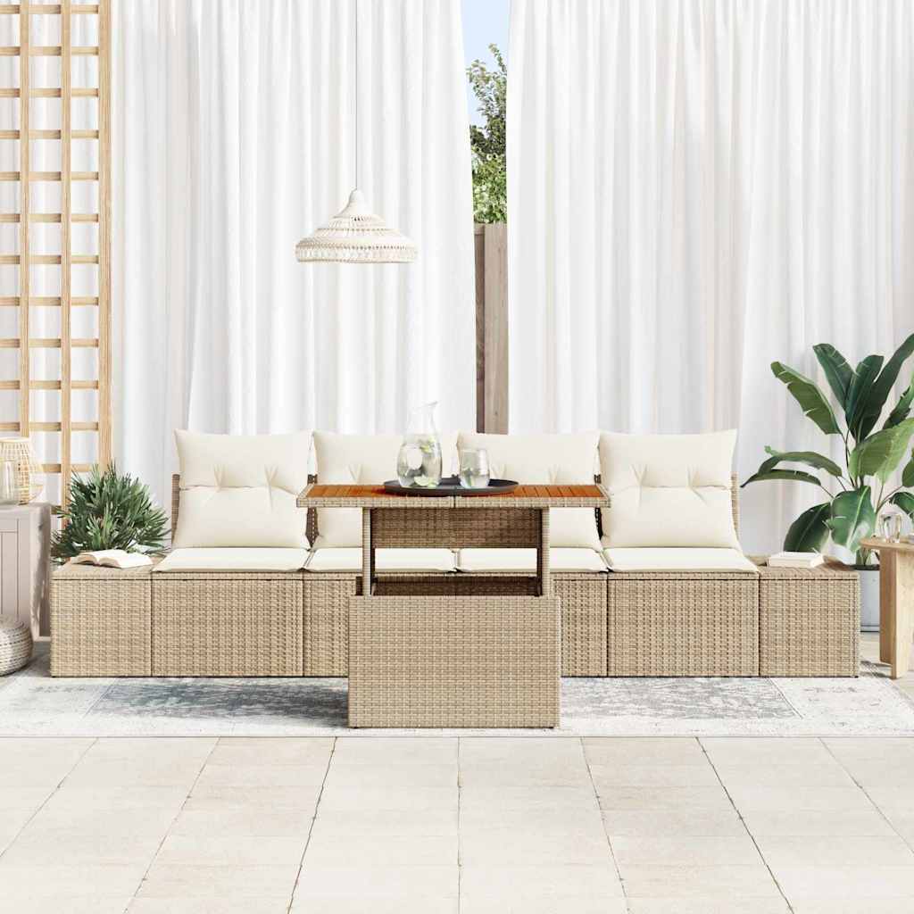 Gartensofa-set 5 Stk. Beige und Creme