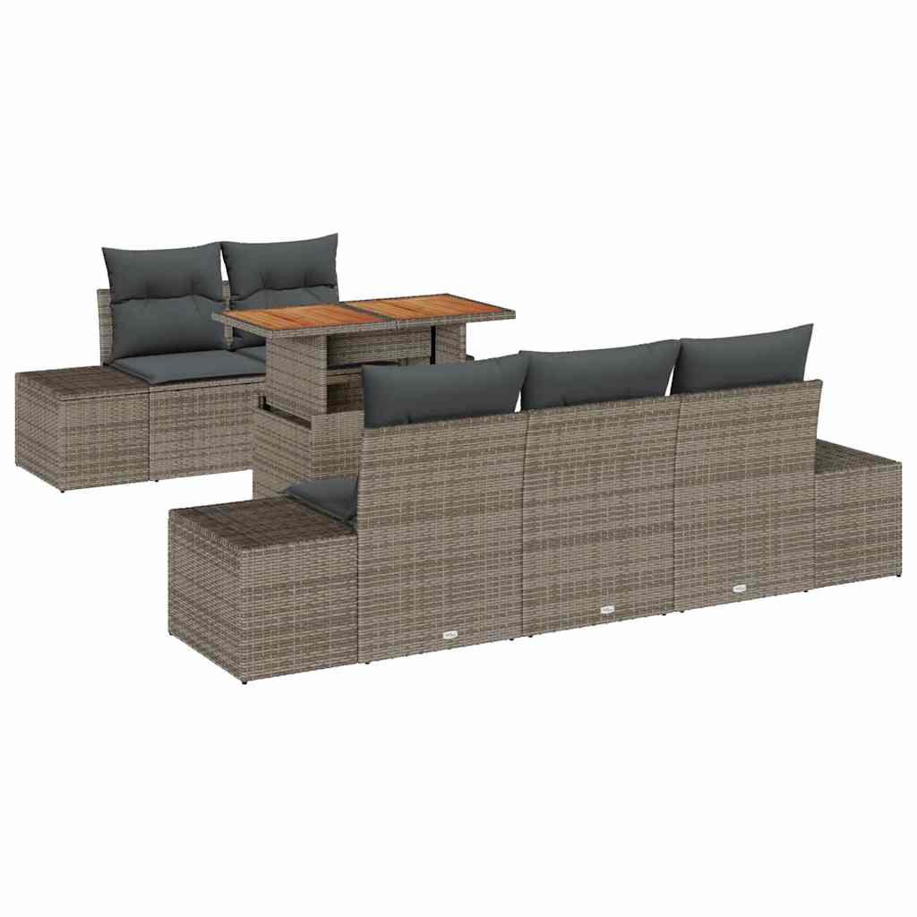 Garten Essgruppe mit Kissen 6 pcs Grau und Braun