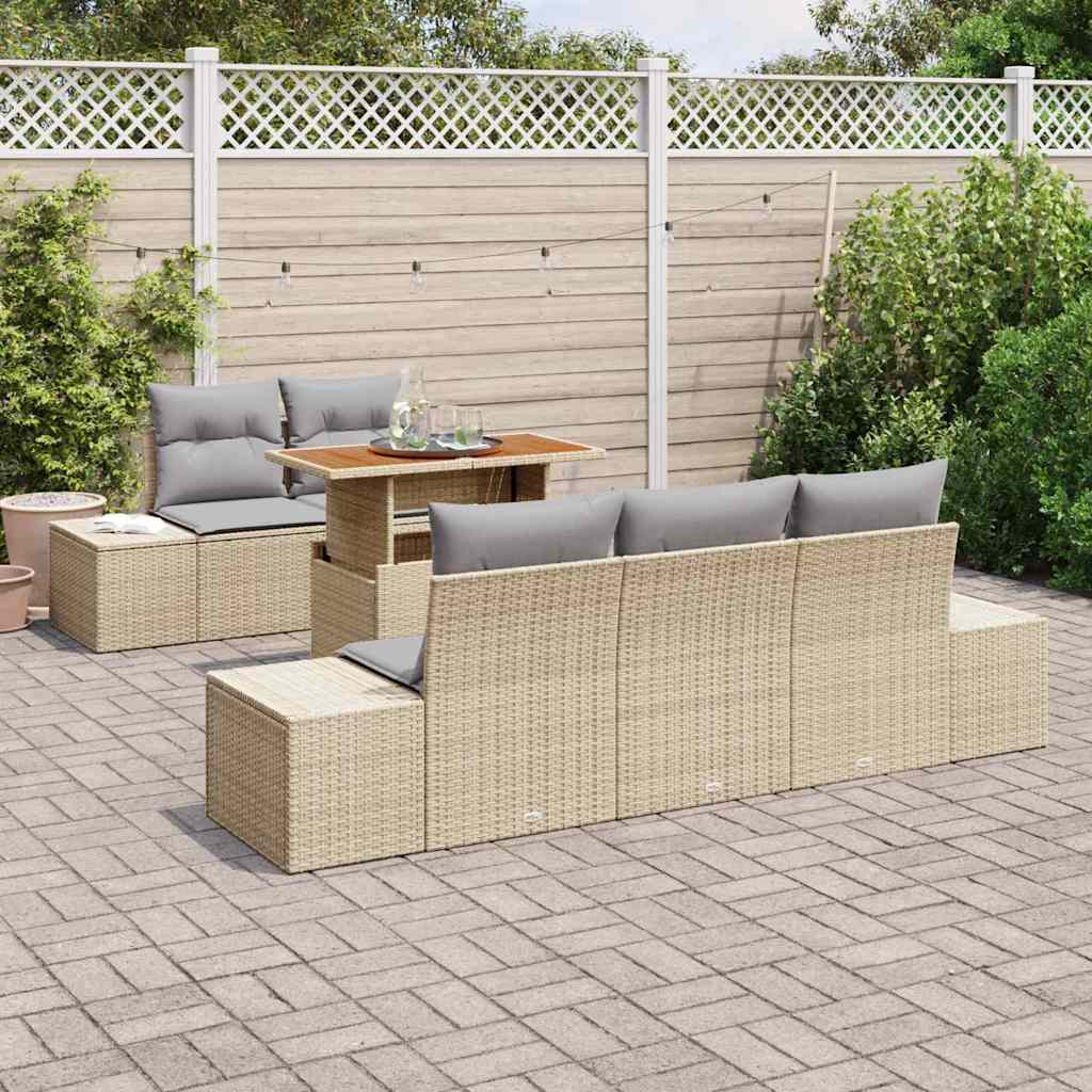 Garten Essgruppe mit Kissen 6 pcs Beige und Grau