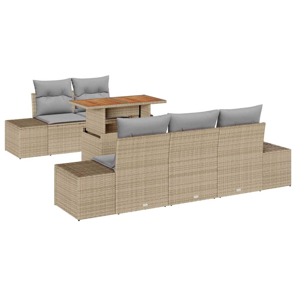 Garten Essgruppe mit Kissen 6 pcs Beige und Grau