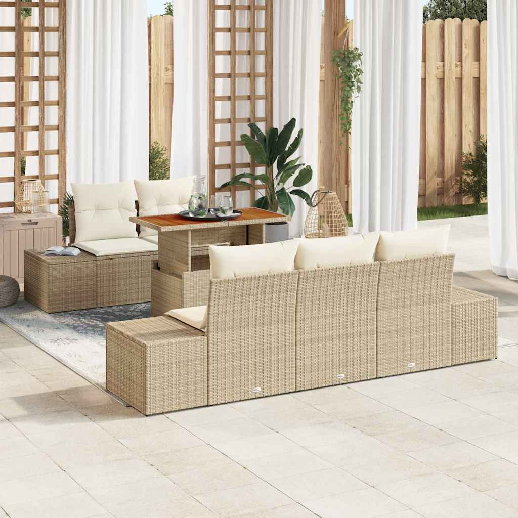 Garten Essgruppe mit Kissen 6 pcs Beige und Creme