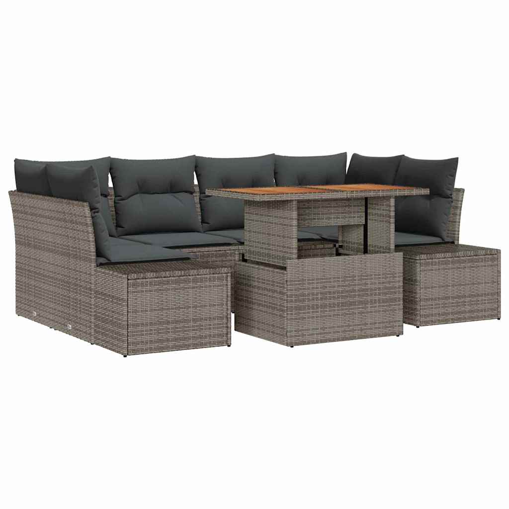 Garten Essgruppe mit Kissen 7 pcs Grau und Braun