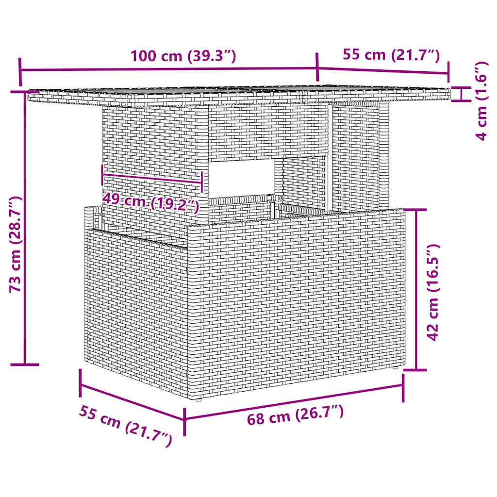 Garten Essgruppe mit Kissen 8 pcs Schwarz und Creme
