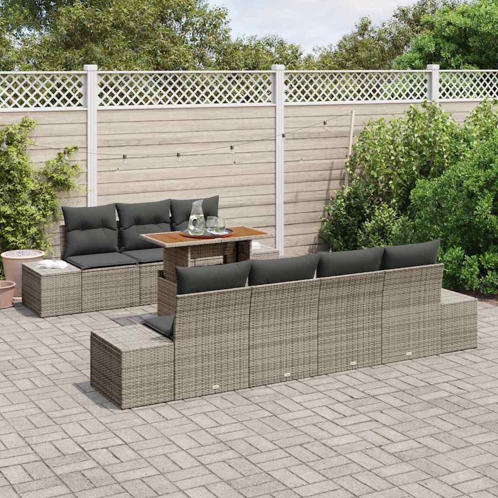 Garten Essgruppe mit Kissen 8 pcs Grau und Braun
