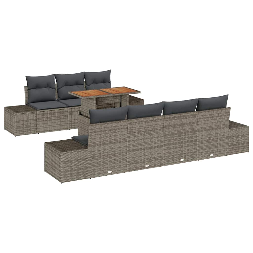 Garten Essgruppe mit Kissen 8 pcs Grau und Braun