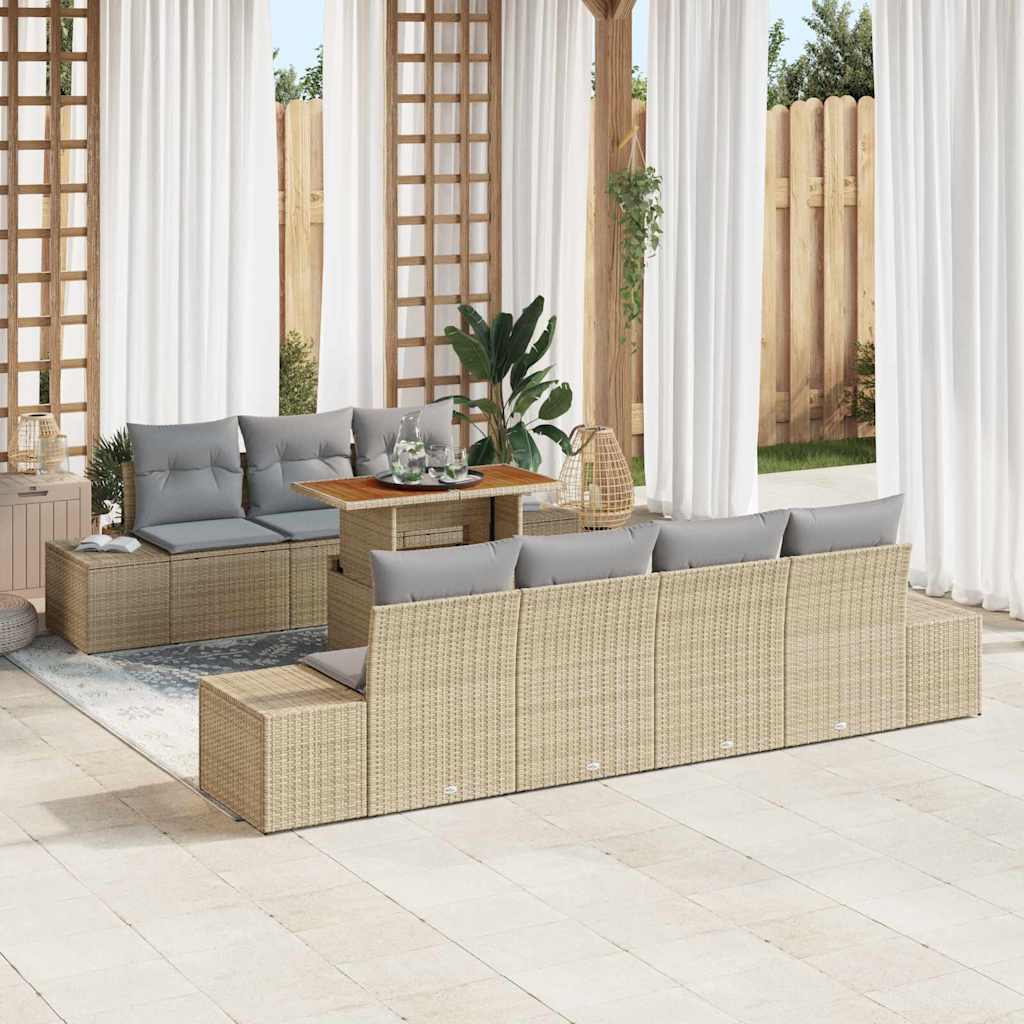 Garten Essgruppe mit Kissen 8 pcs Beige und Grau