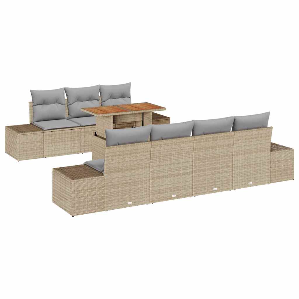 Garten Essgruppe mit Kissen 8 pcs Beige und Grau