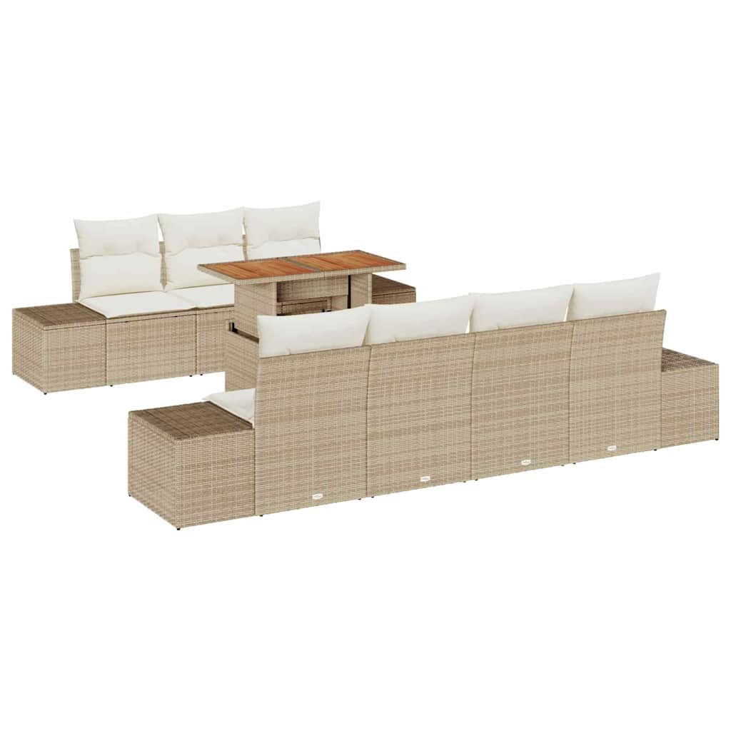 Gartensofa-set 8 Stk. Beige Poly-Rattan