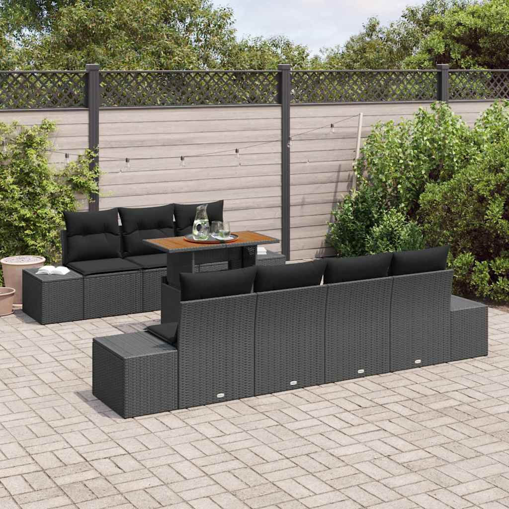 Garten Essgruppe mit Kissen 8 pcs Schwarz und Braun