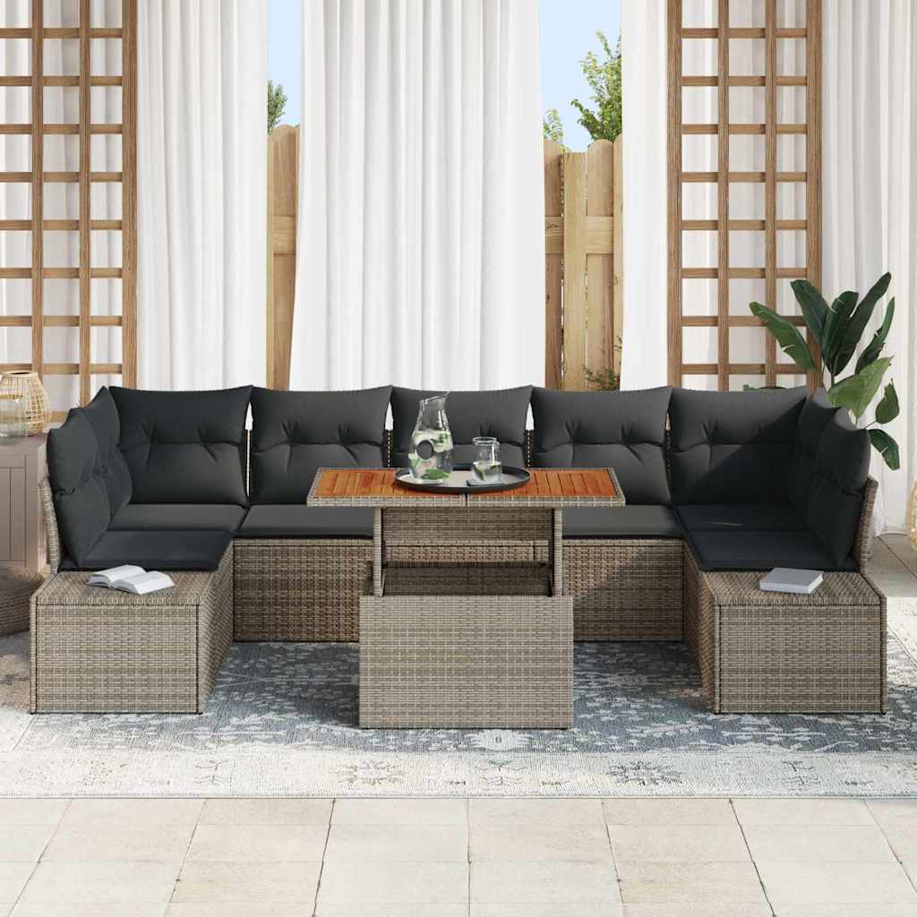 Garten Essgruppe mit Kissen 8 pcs Grau und Braun