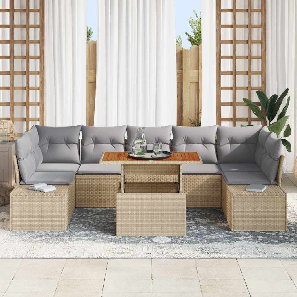 Garten Essgruppe mit Kissen 8 pcs Beige und Grau