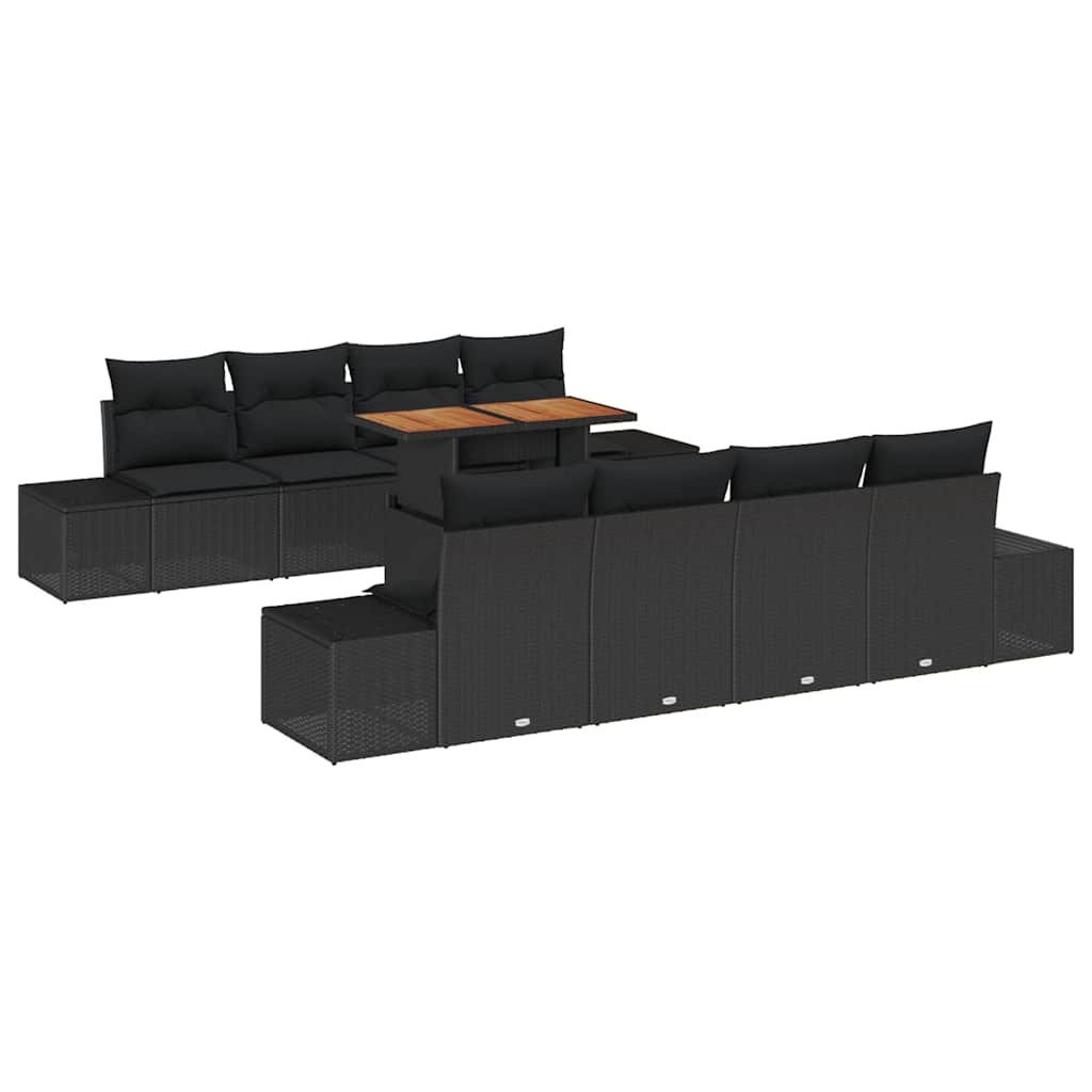 Garten Essgruppe mit Kissen 9 pcs Schwarz und Braun