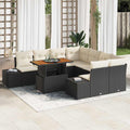 Garten Essgruppe mit Kissen 9 pcs Schwarz und Creme