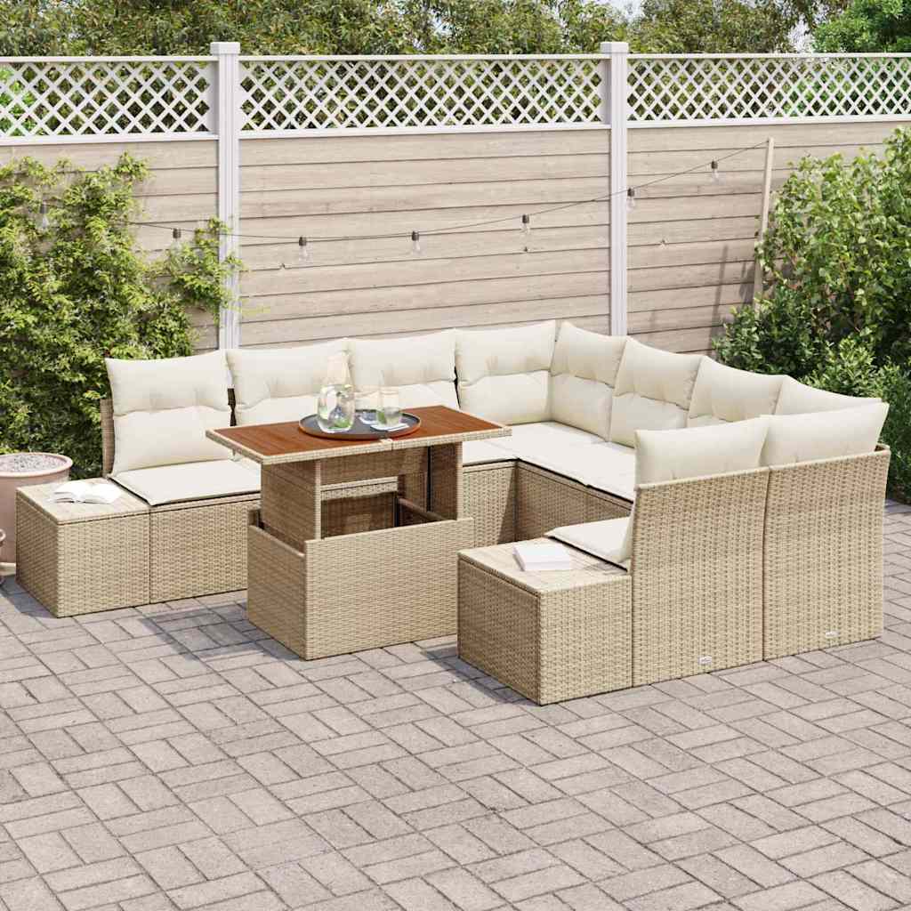 Garten Essgruppe mit Kissen 9 pcs Beige und Creme