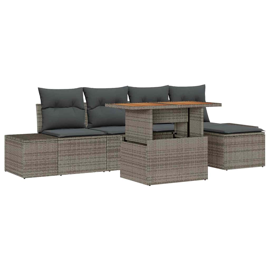 Garten Essgruppe mit Kissen 6 pcs Grau und Braun