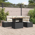 Garten-Sofa-Set mit Kissen mit Kissen 5 pcs Schwarz und Creme