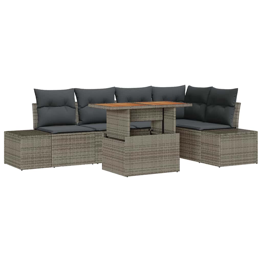 Garten Essgruppe mit Kissen 6 pcs Grau und Braun