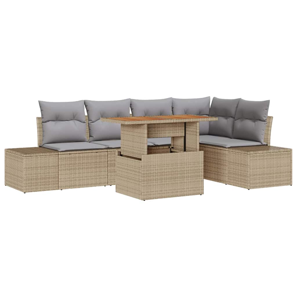 Garten Essgruppe mit Kissen 6 pcs Beige und Grau